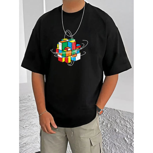 Men's Casual Cotton Blend Printed Round Neck Half Sleeve T Shirt