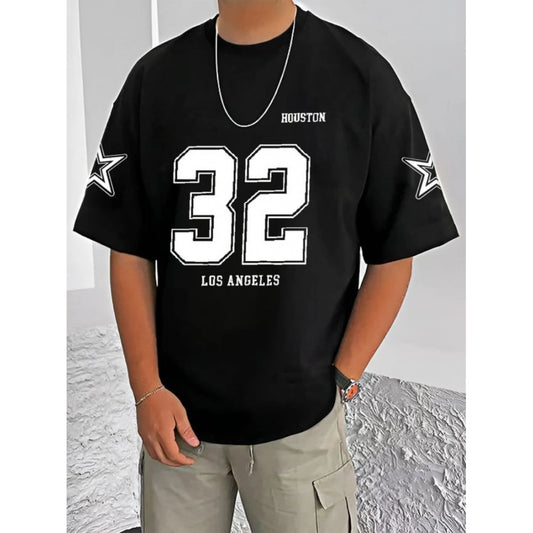 Men's Casual Cotton Blend Printed Round Neck Half Sleeve T Shirt