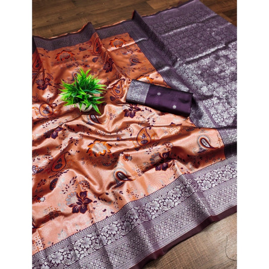 Trendy Women's Banarasi Jacquard Printed Saree With Blouse Piece