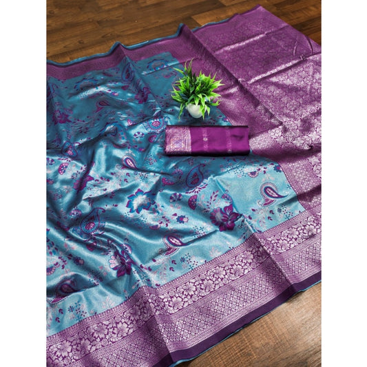Trendy Women's Banarasi Jacquard Printed Saree With Blouse Piece