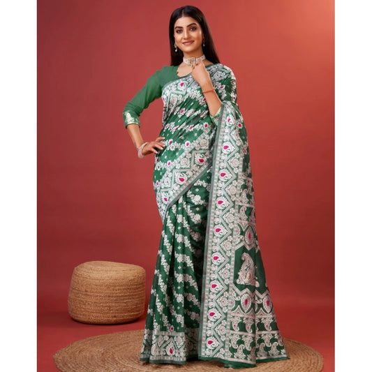 Wonderful Women's Cotton Silk Printed Saree With Blouse Piece