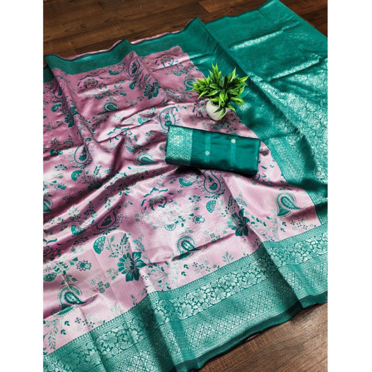 Trendy Women's Banarasi Jacquard Printed Saree With Blouse Piece