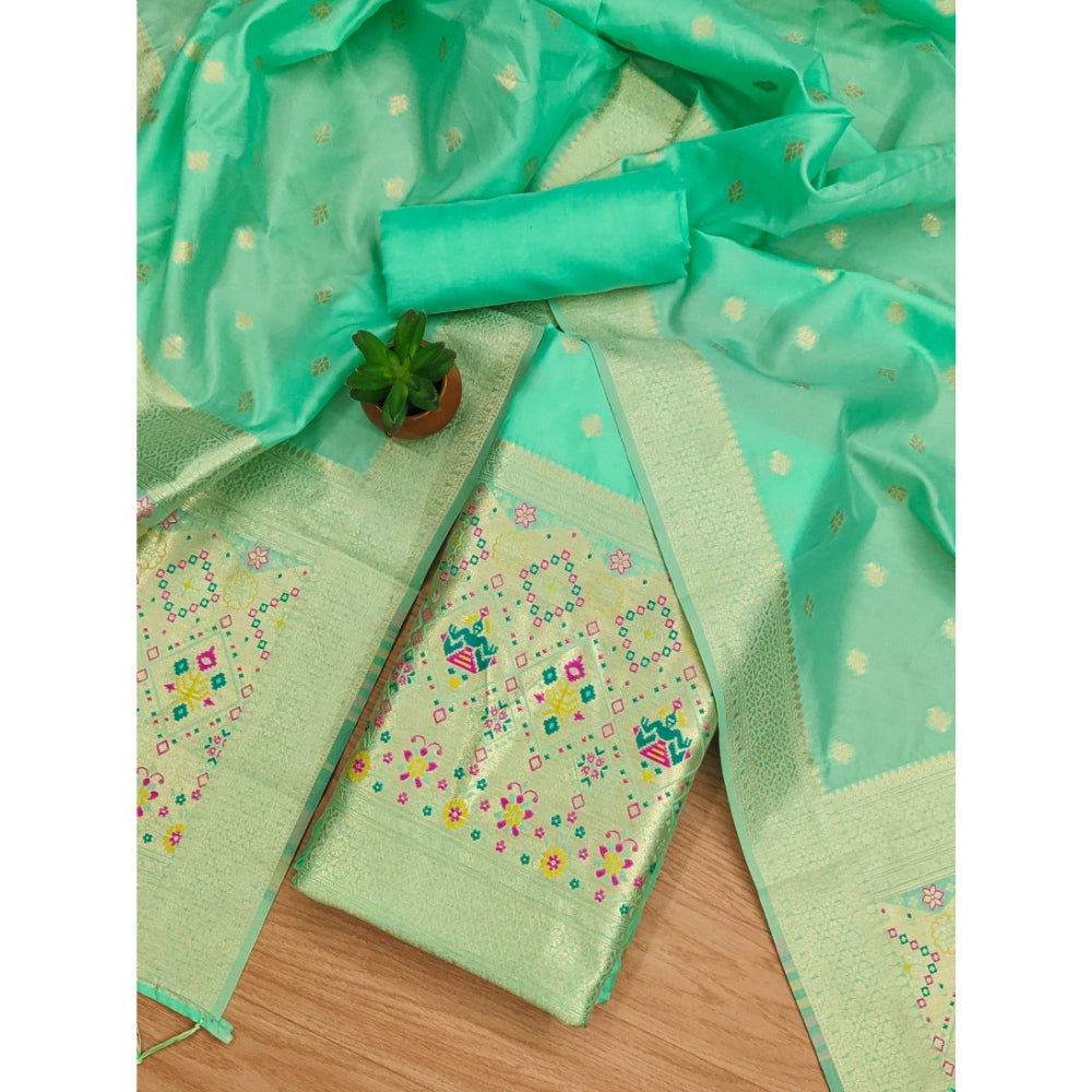 Trendy Women's Banarasi Silk Printed Unstitched Salwar Suit Material With Dupatta