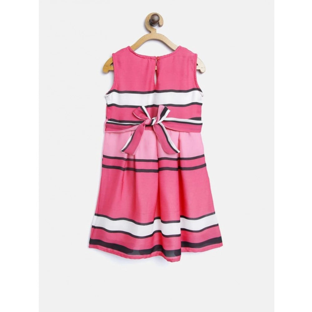 Funky Girl's Satin Striped Sleeveless Round Neck Dress