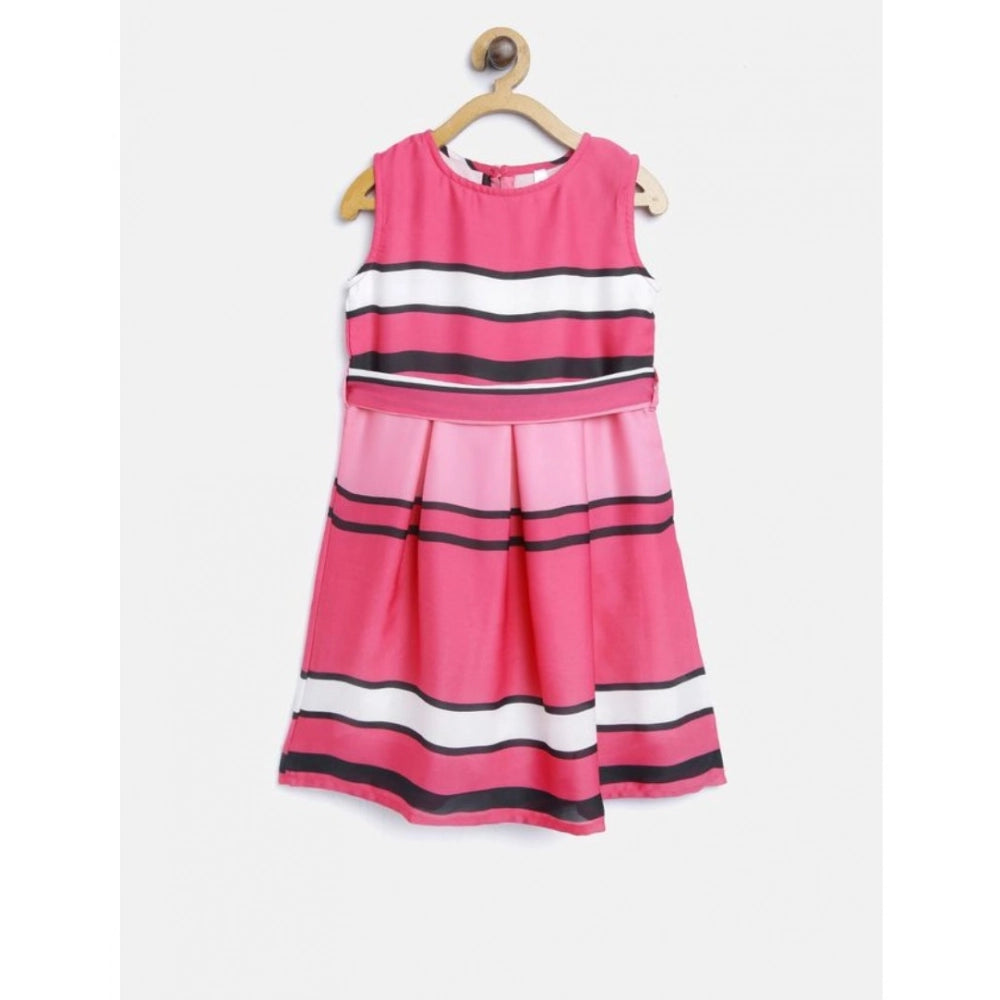 Funky Girl's Satin Striped Sleeveless Round Neck Dress