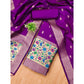 Attractive Women's Banarasi Silk Printed Unstitched Salwar Suit Material With Dupatta