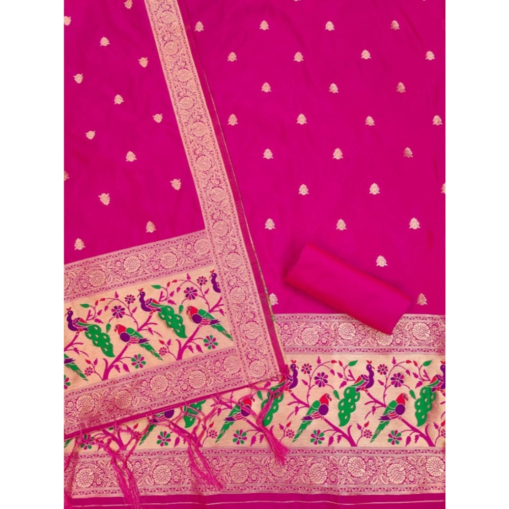 Graceful Women's Banarasi Silk Printed Unstitched Salwar Suit Material With Dupatta