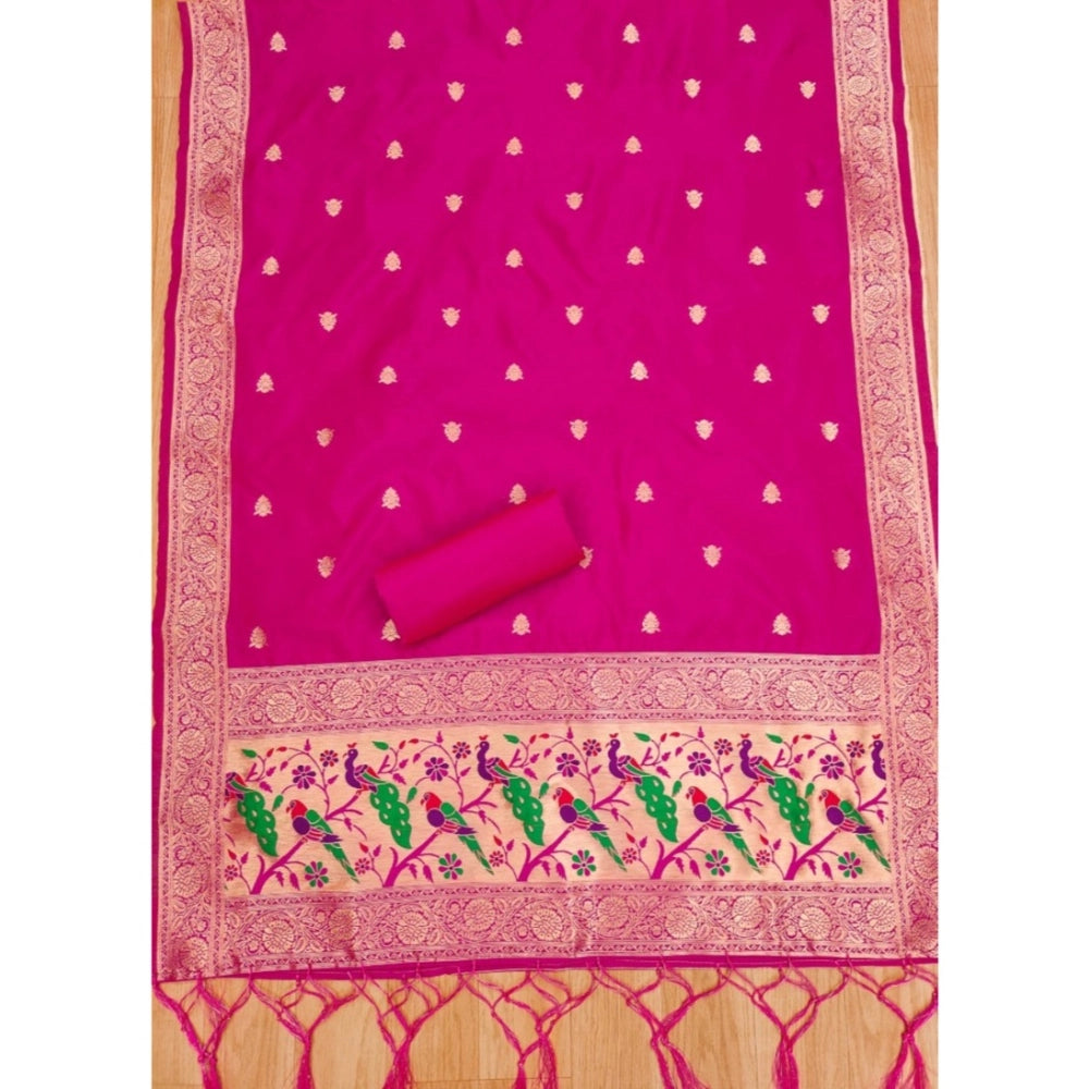 Graceful Women's Banarasi Silk Printed Unstitched Salwar Suit Material With Dupatta