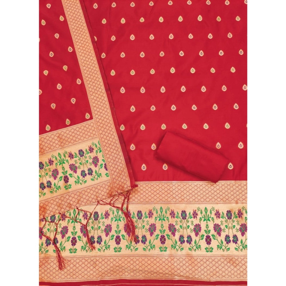 Graceful Women's Banarasi Silk Printed Unstitched Salwar Suit Material With Dupatta