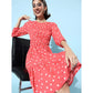 Beautiful Women's Polyester Moss Polka Round Neck Dress