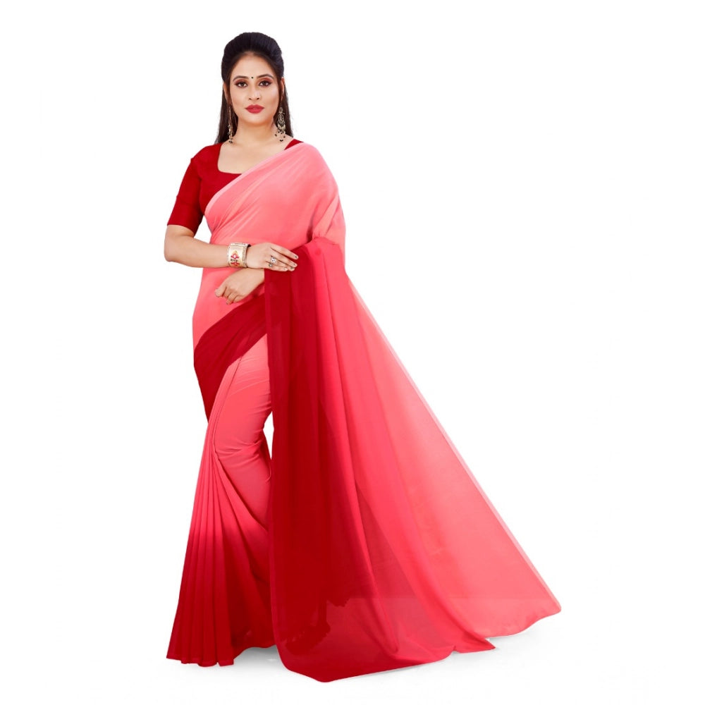 Precious Women's Georgette Solid Saree With Blouse Piece