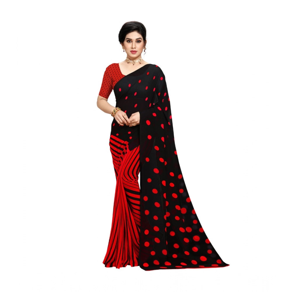 Delicate Women's Georgette Printed Saree With Blouse Piece