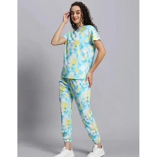 Women's Casual Tie Dye Print Night Suit Set