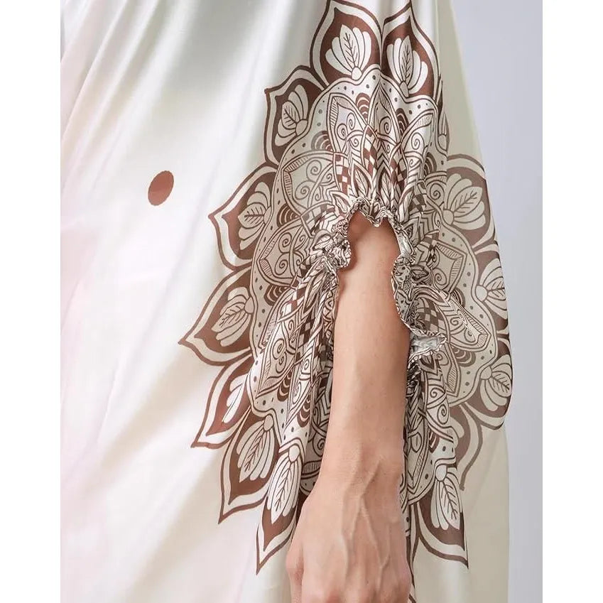 Elegant Kaftan Style Soft Satin Silk Printed Ready To Wear Saree With Blouse Piece