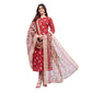 Voguish Women's Cotton Blend Printed Kurti With Pant Dupatta Set