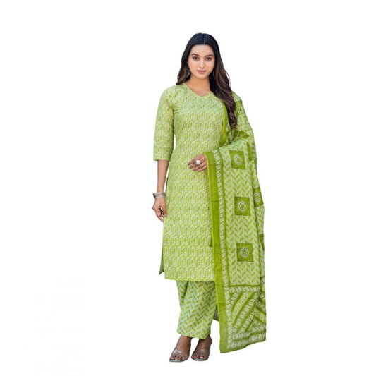 Voguish Women's Cotton Blend Printed Kurti With Pant Dupatta Set