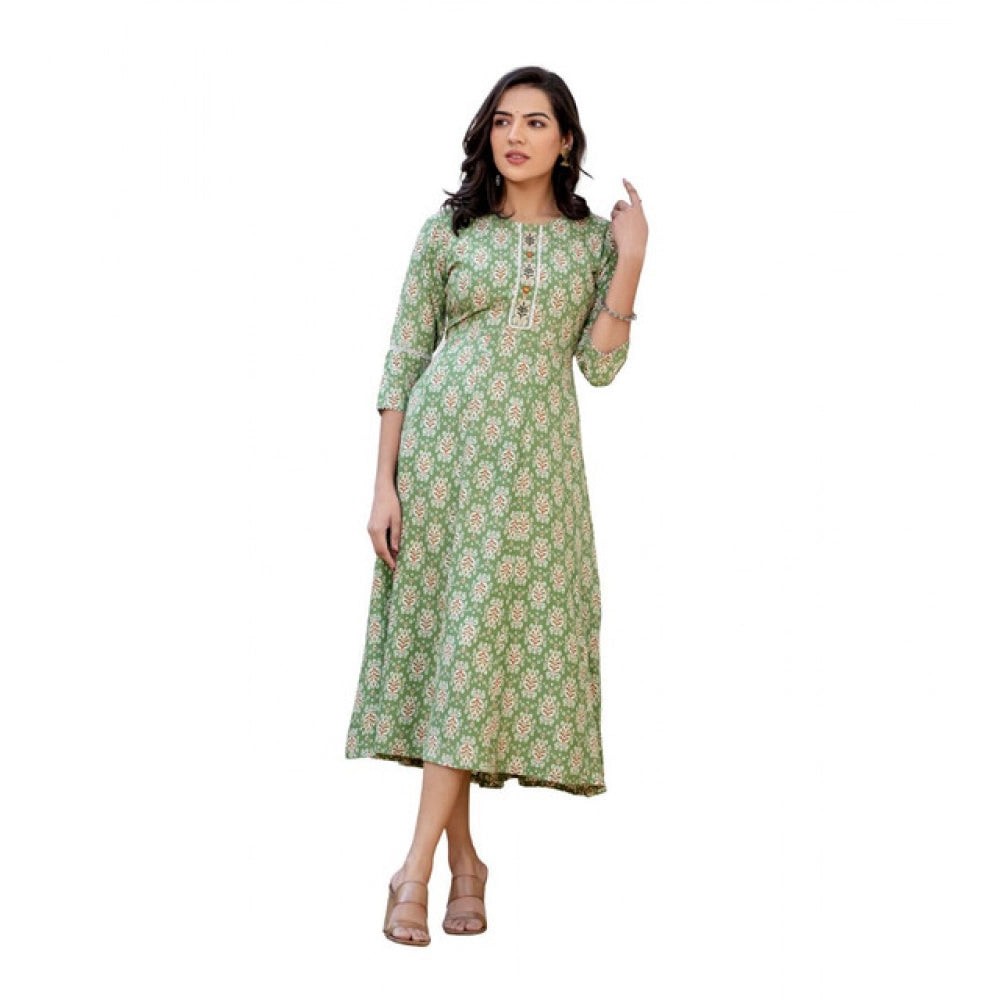 Gorgeous Women's Rayon Print With Embroidery Work A Line Kurti
