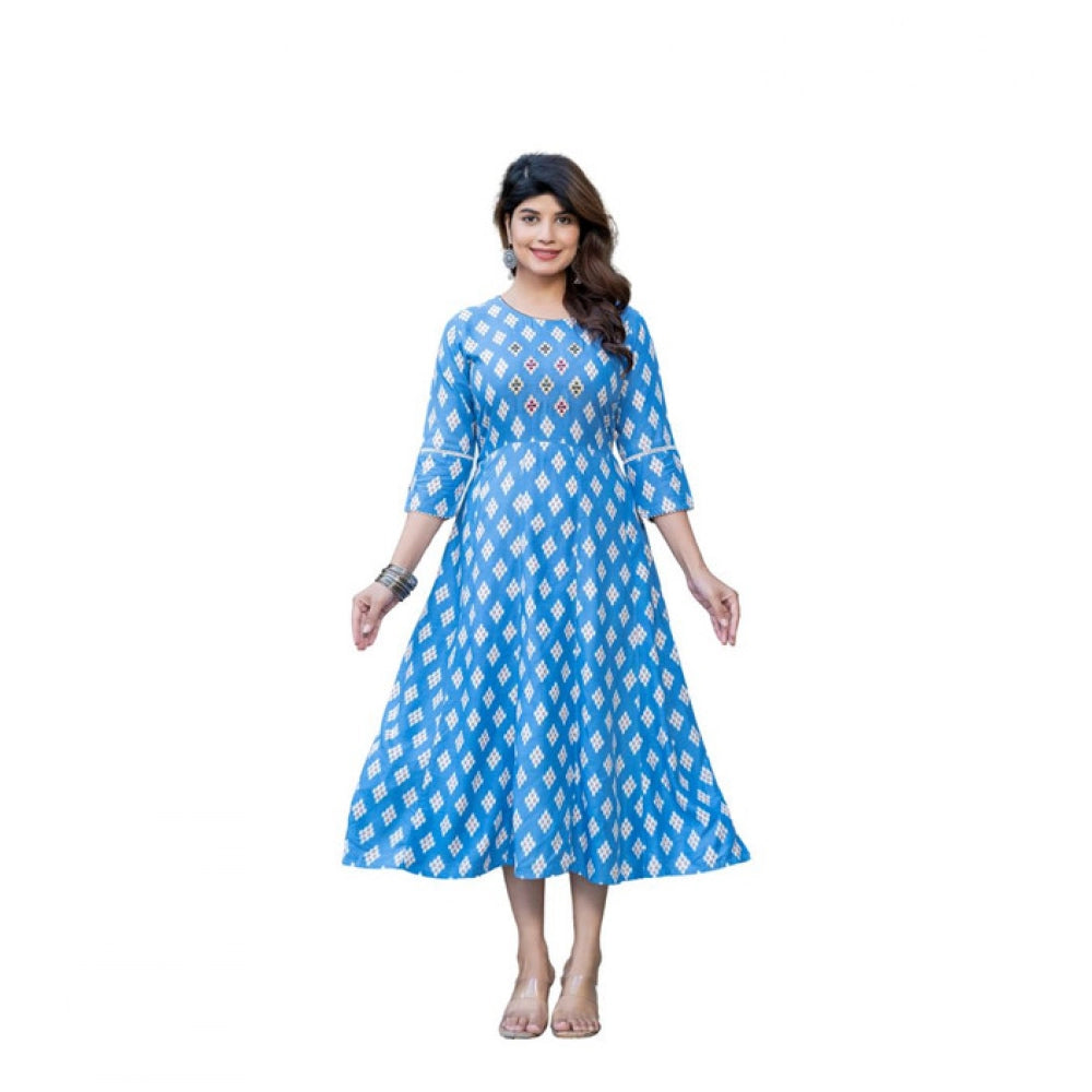 Gorgeous Women's Rayon Print With Embroidery Work A Line Kurti