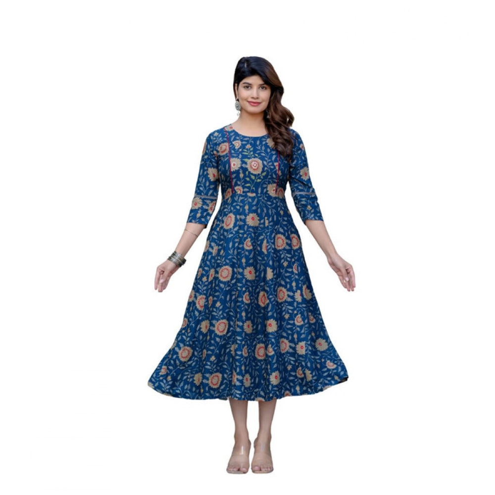 Gorgeous Women's Rayon Print With Embroidery Work A Line Kurti