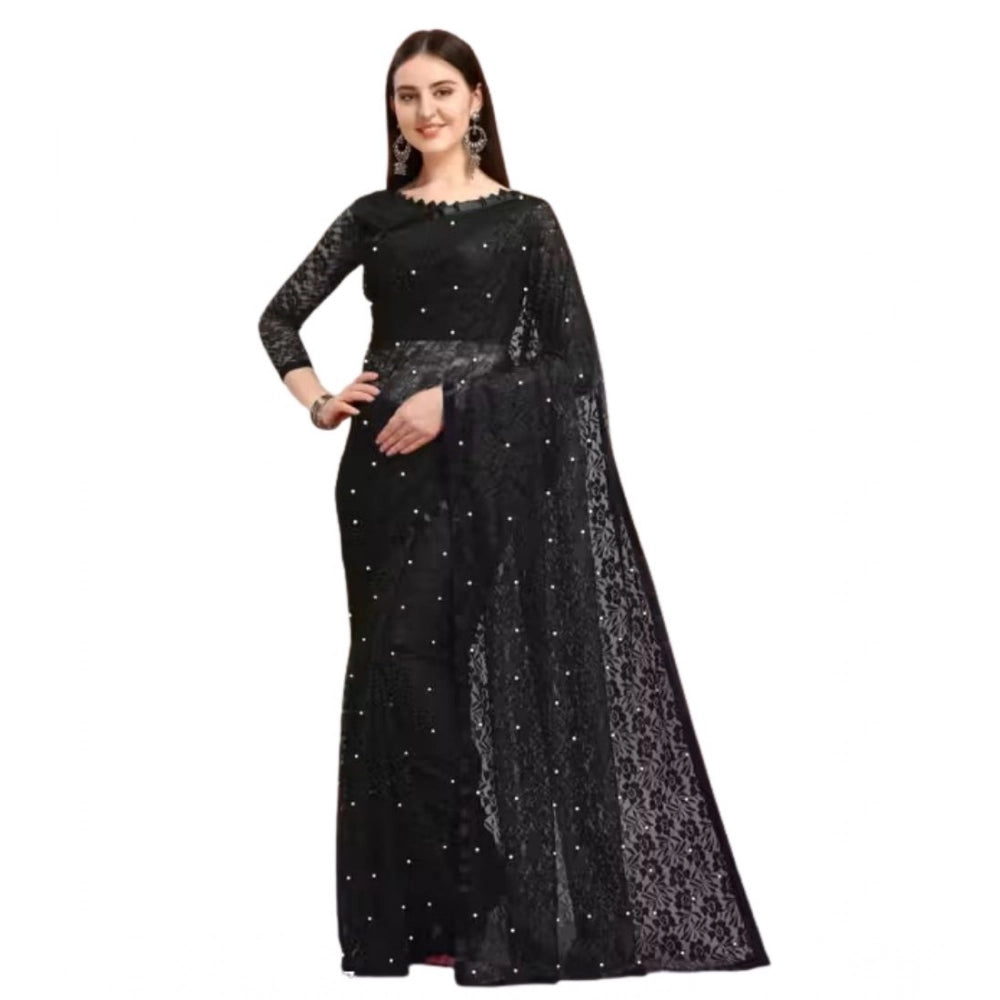 Contemporary Women's Net Self Design Saree With Blouse Piece