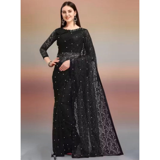 Contemporary Women's Net Self Design Saree With Blouse Piece