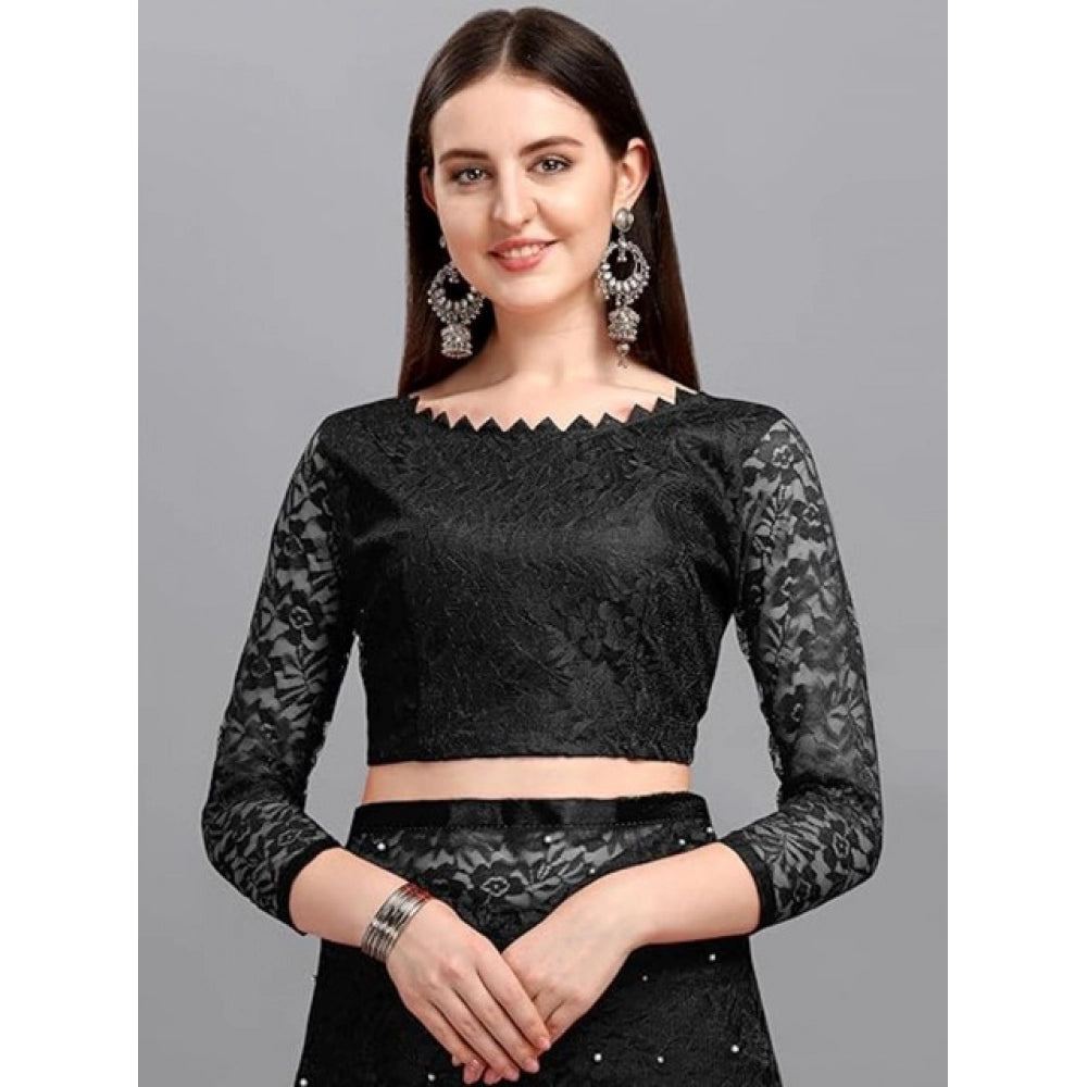 Contemporary Women's Net Self Design Saree With Blouse Piece
