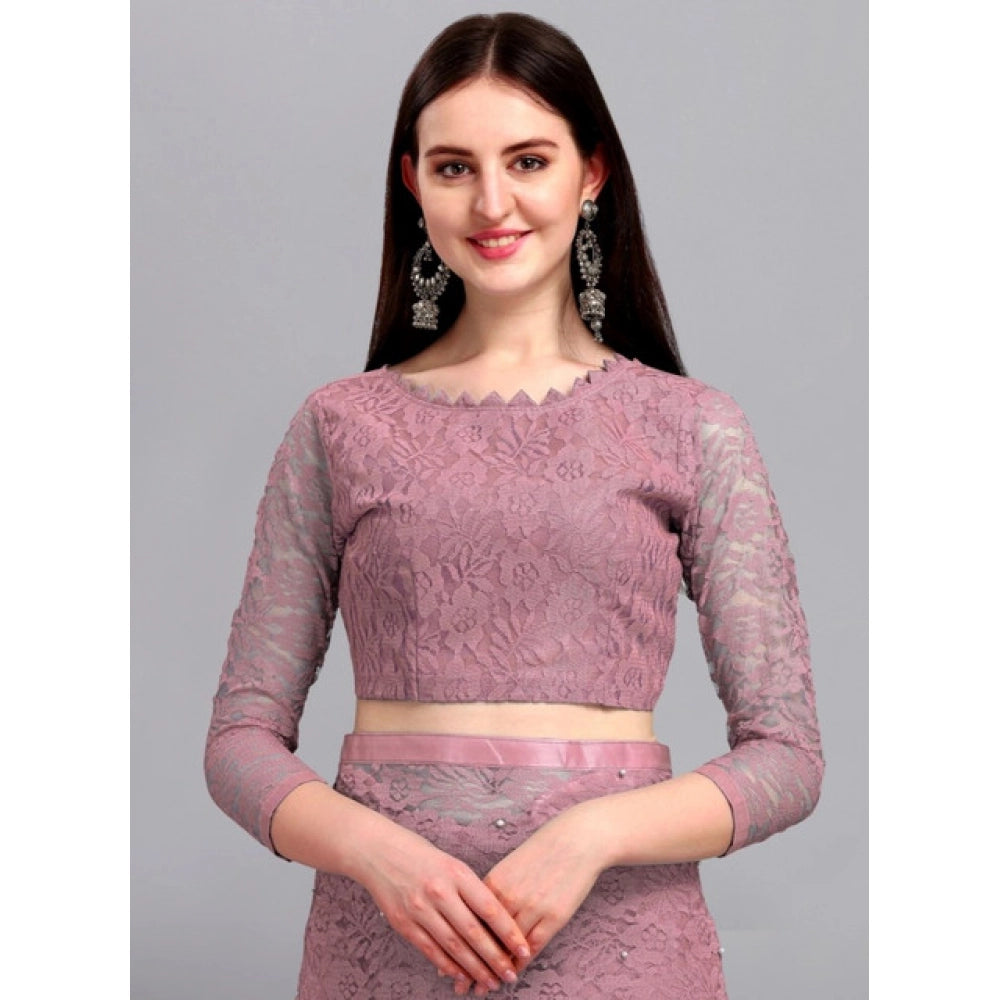 Contemporary Women's Net Self Design Saree With Blouse Piece