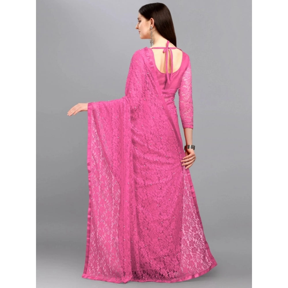 Contemporary Women's Net Self Design Saree With Blouse Piece