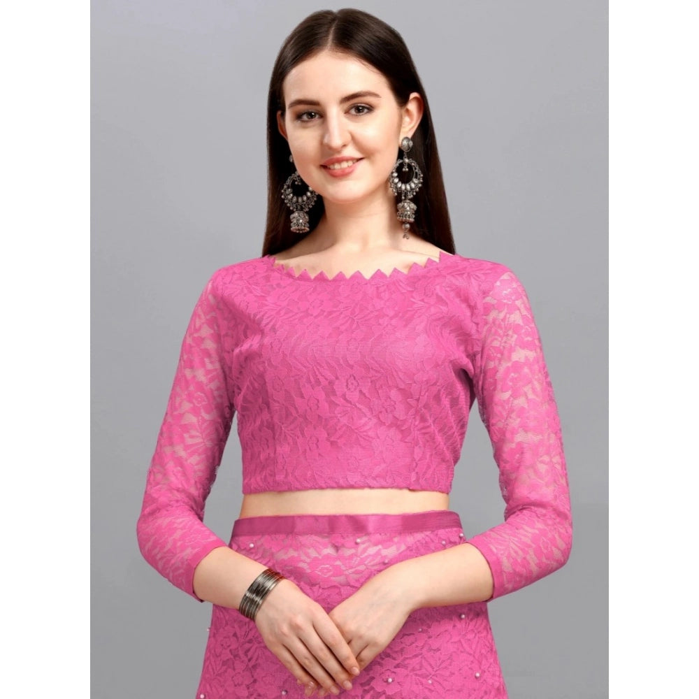 Contemporary Women's Net Self Design Saree With Blouse Piece