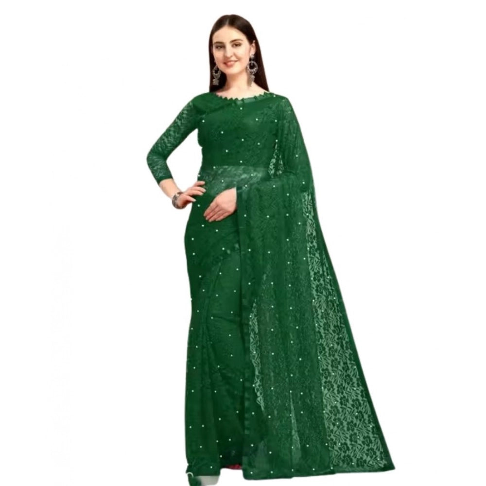 Contemporary Women's Net Self Design Saree With Blouse Piece