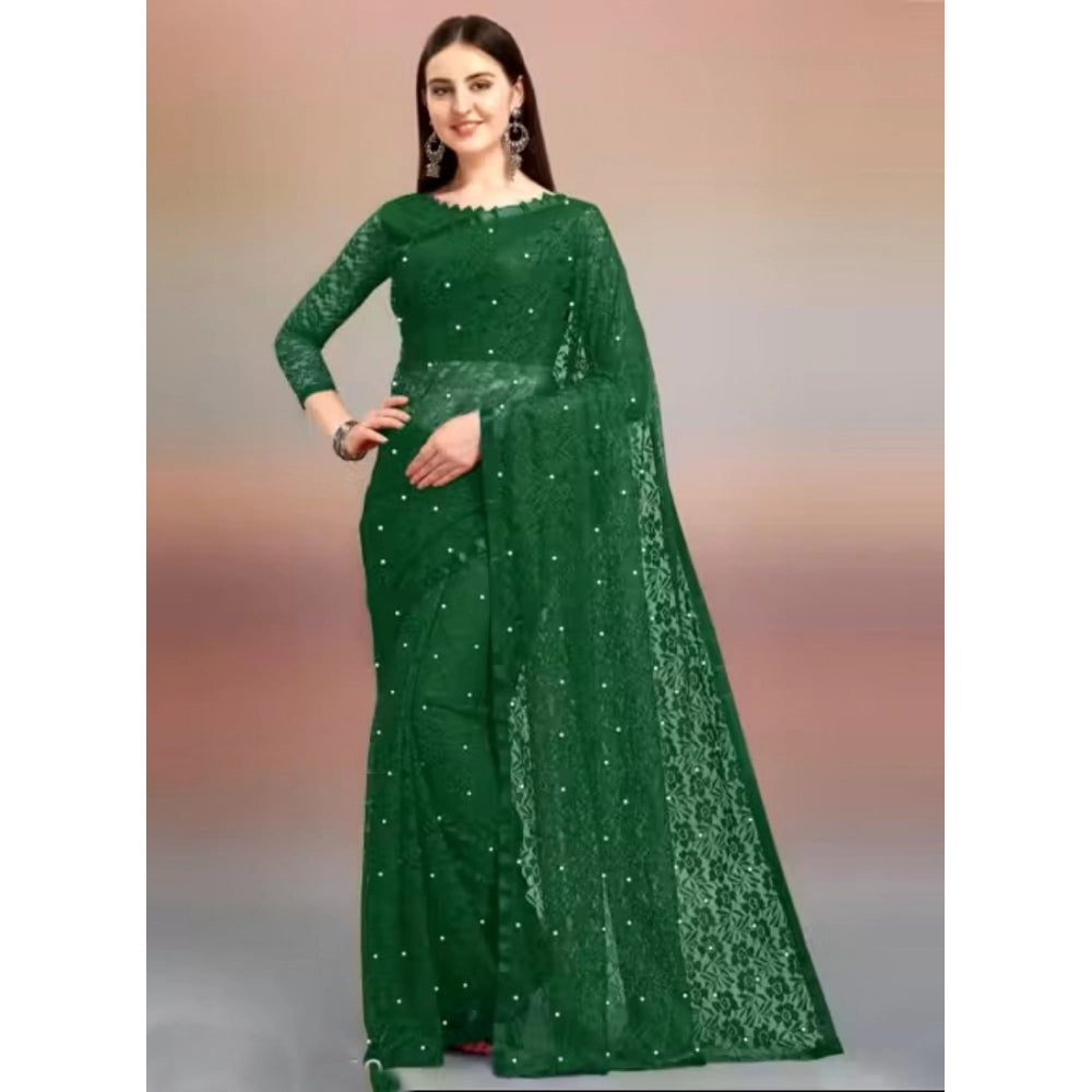 Contemporary Women's Net Self Design Saree With Blouse Piece