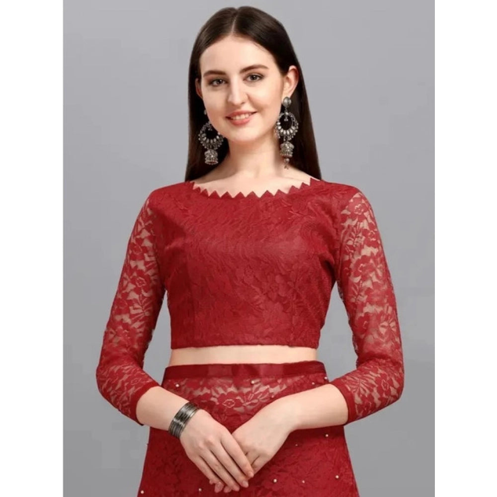 Contemporary Women's Net Self Design Saree With Blouse Piece