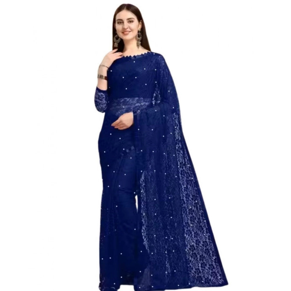 Contemporary Women's Net Self Design Saree With Blouse Piece