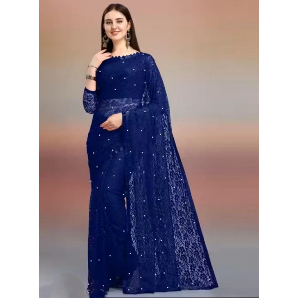 Contemporary Women's Net Self Design Saree With Blouse Piece