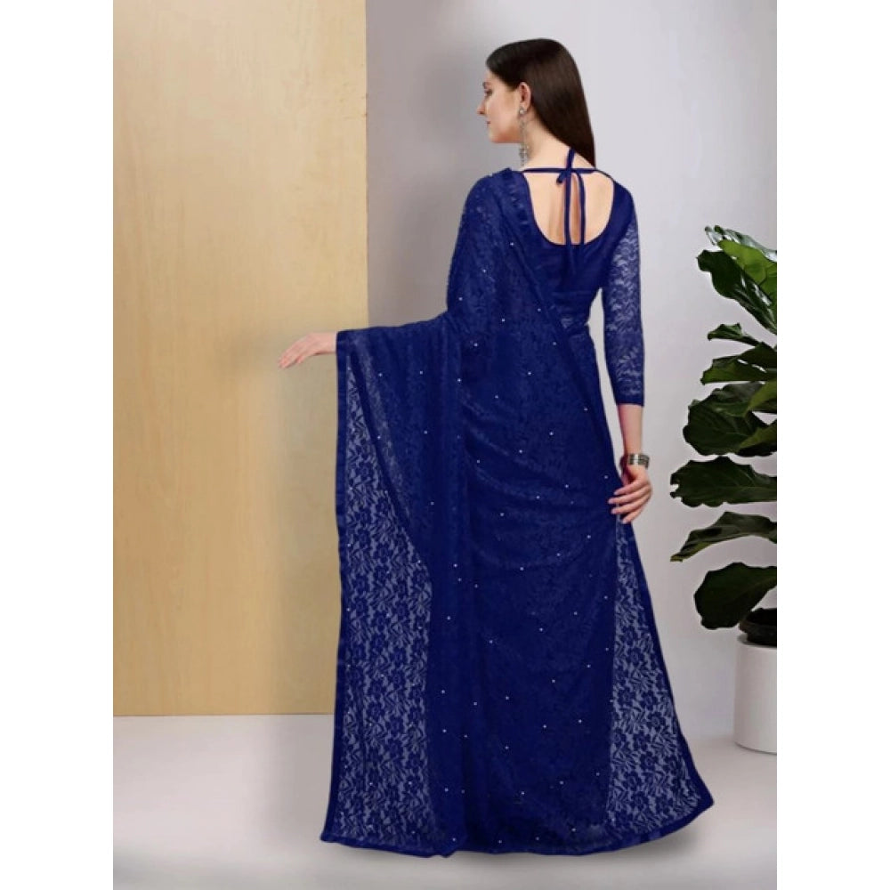 Contemporary Women's Net Self Design Saree With Blouse Piece