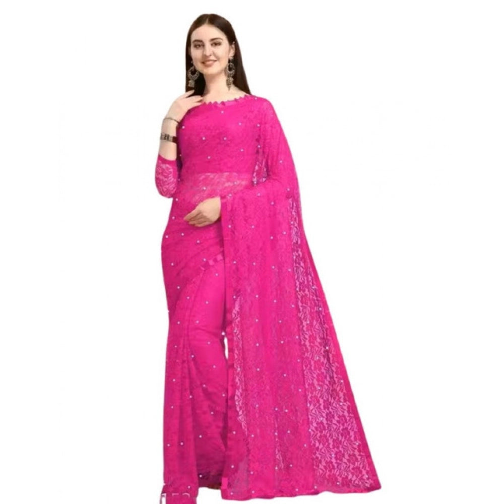 Contemporary Women's Net Self Design Saree With Blouse Piece