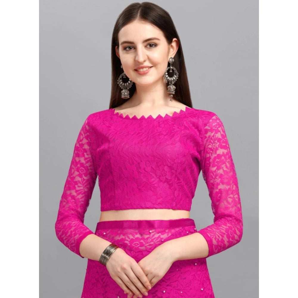 Contemporary Women's Net Self Design Saree With Blouse Piece