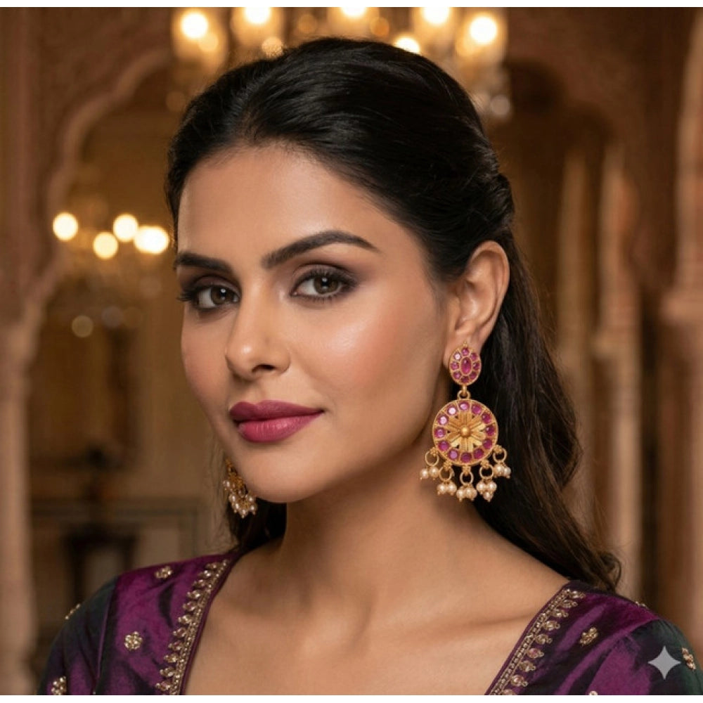 Modish Women's Zinc Alloy Gold Plated Chandbali Earrings