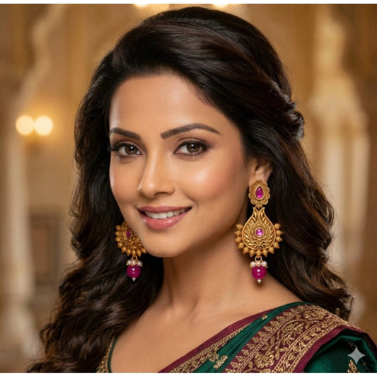 Dashing Women's Zinc Alloy Gold Plated Chandbali Earrings