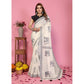 Designer Women's Linen Cotton Printed Saree With Blouse Piece