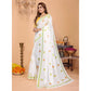 Designer Women's Linen Cotton Printed Saree With Blouse Piece