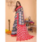 Designer Women's Linen Cotton Printed Saree With Blouse Piece
