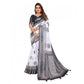 Designer Women's Linen Cotton Printed Saree With Blouse Piece