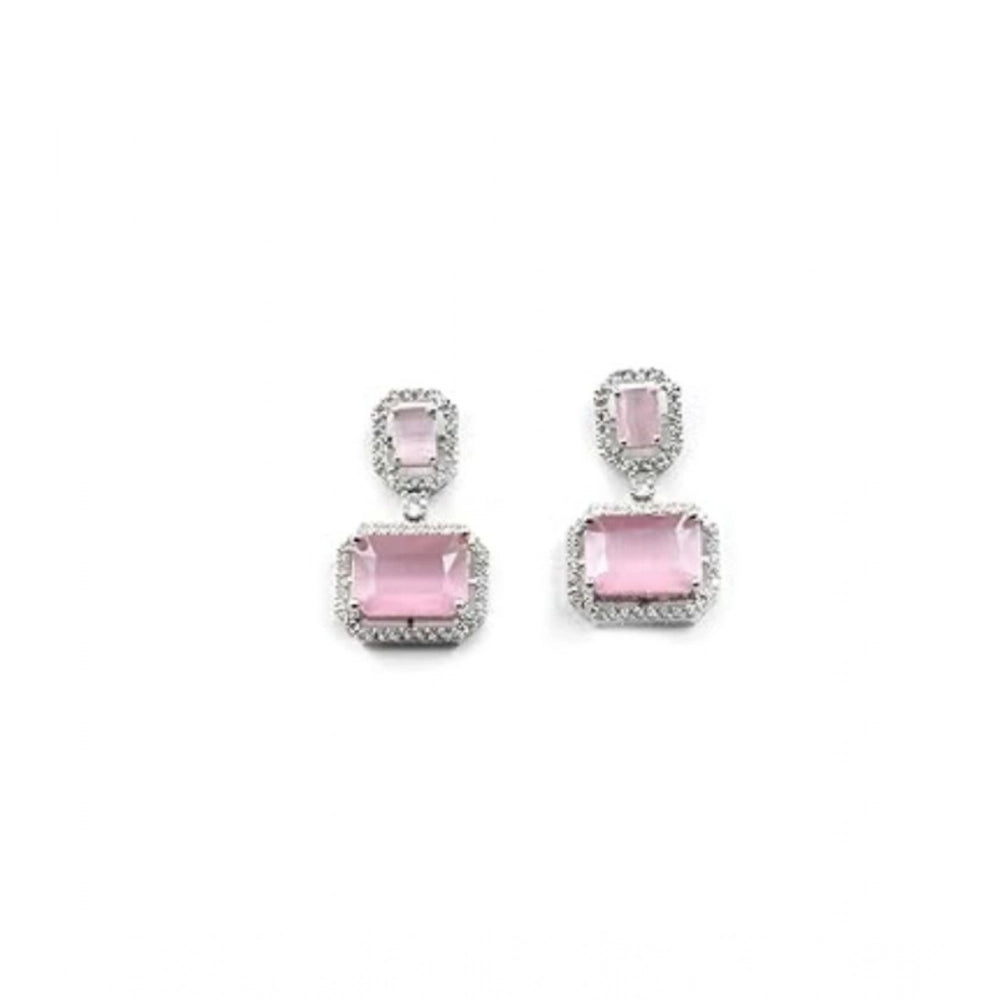 Wonderful Women's Brass Silver Plated Drop Earrings