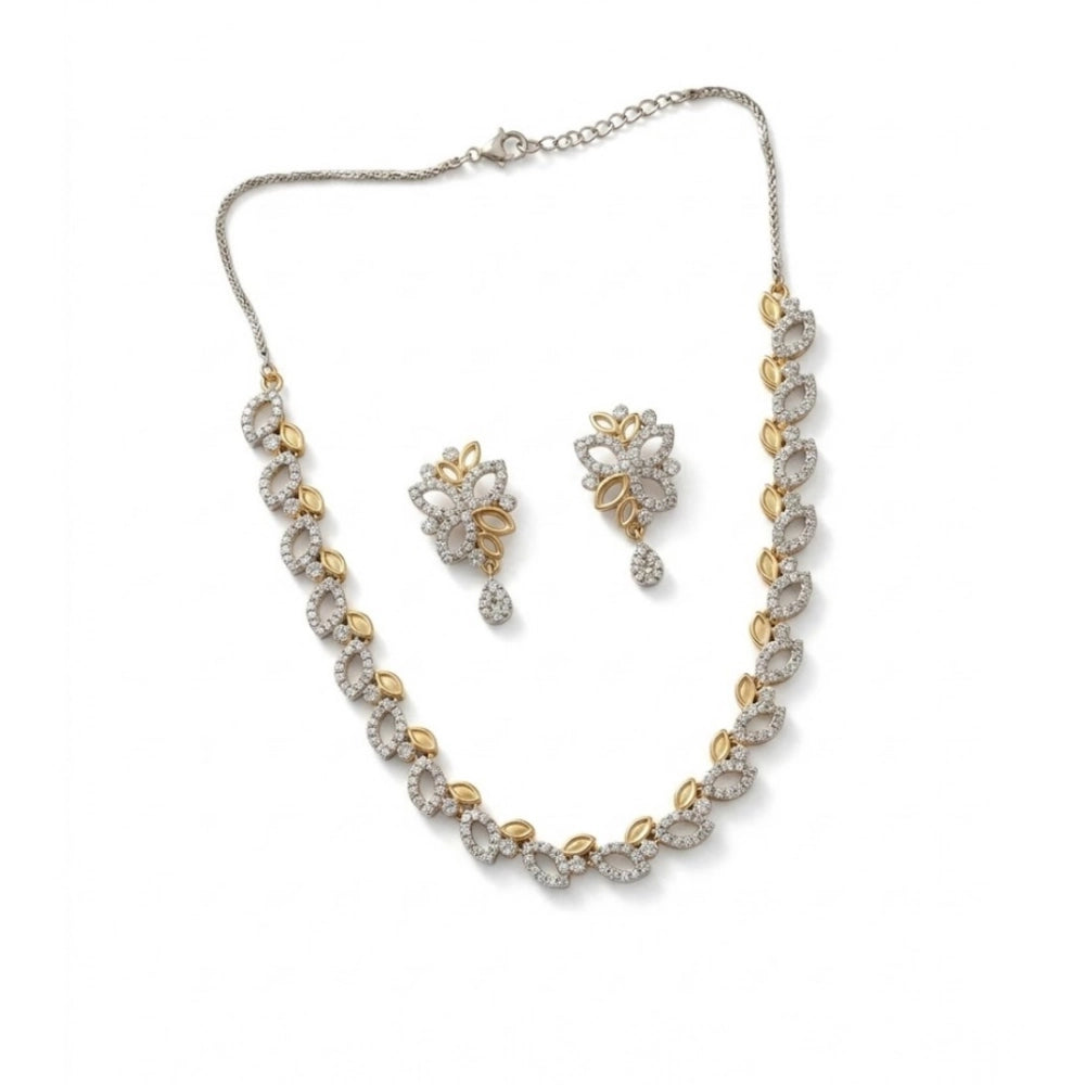 Graceful Women's Brass Silver Plated Necklace set