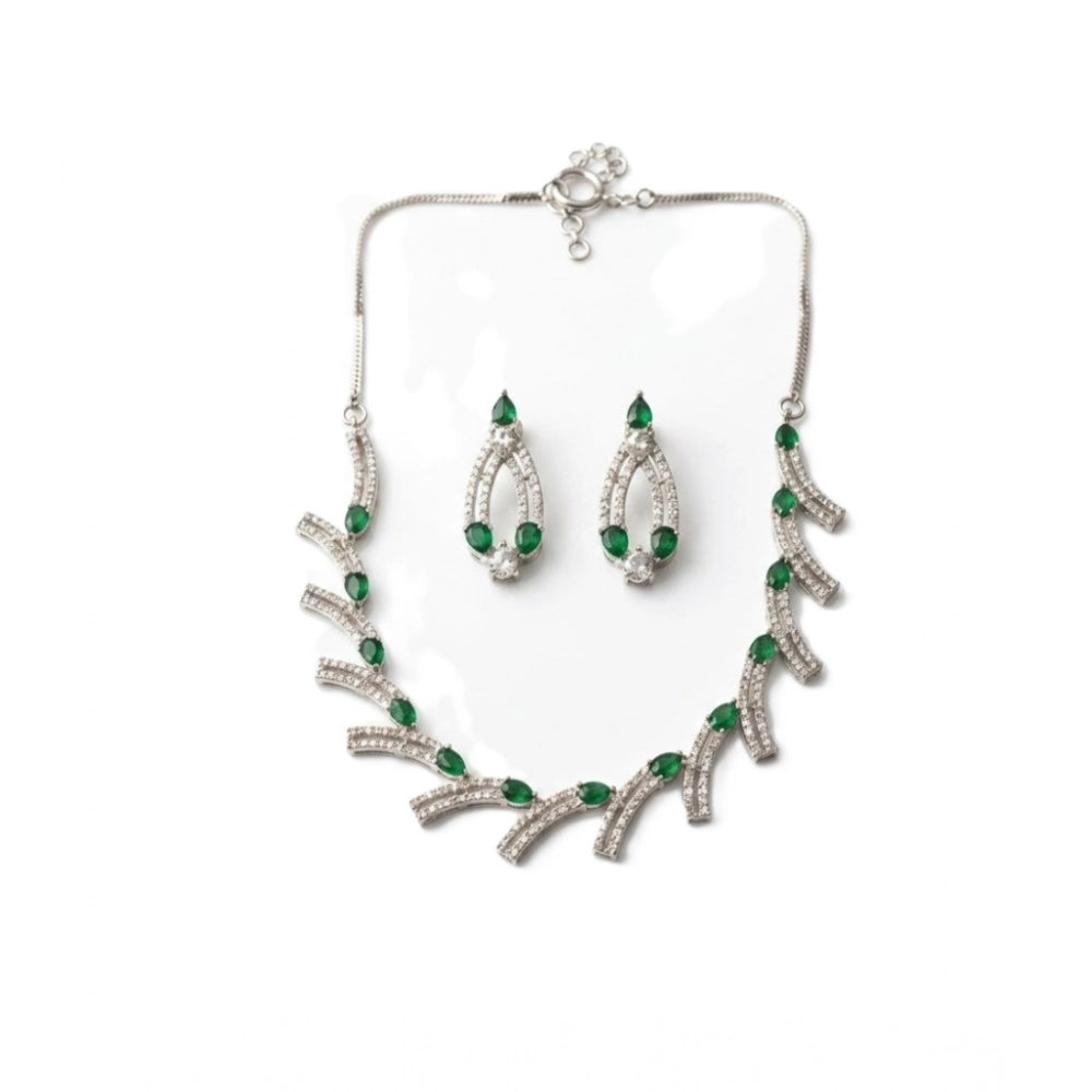 Beautiful Women's Brass Silver Plated Necklace set