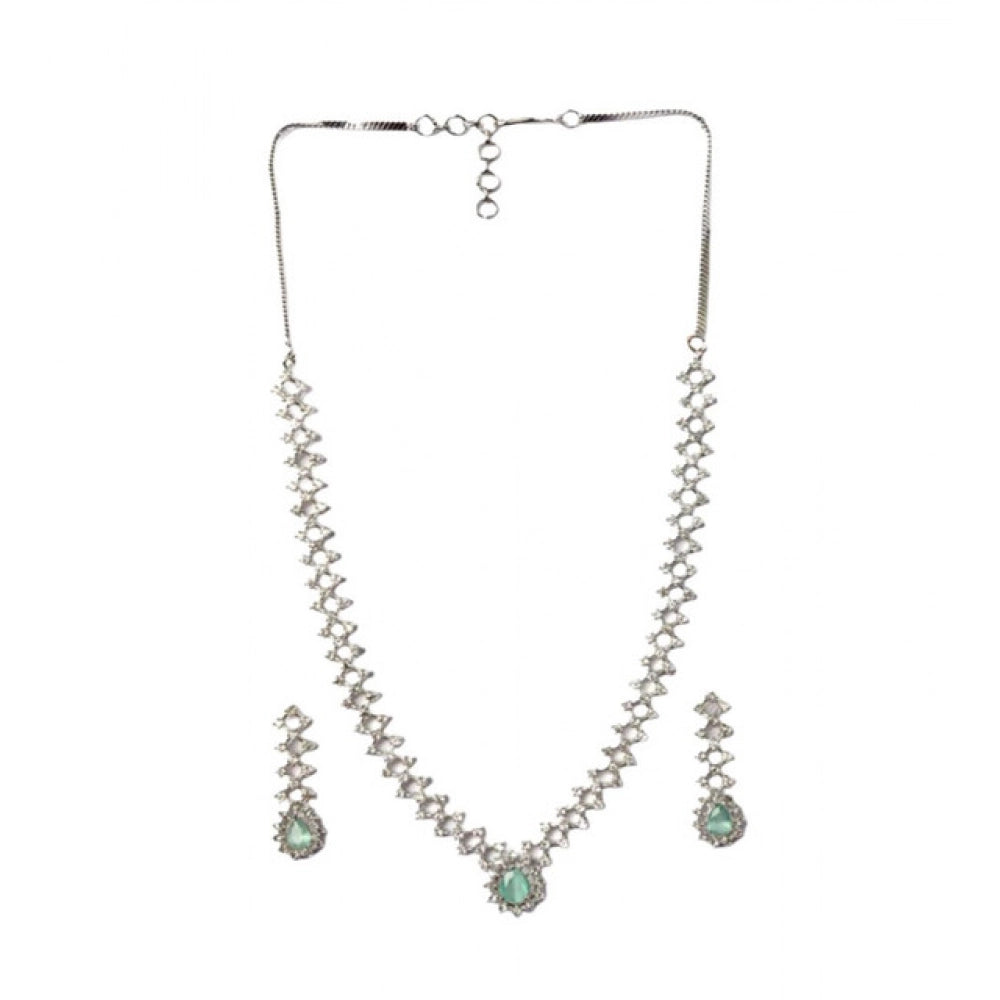 Beautiful Women's Brass Silver Plated Necklace set
