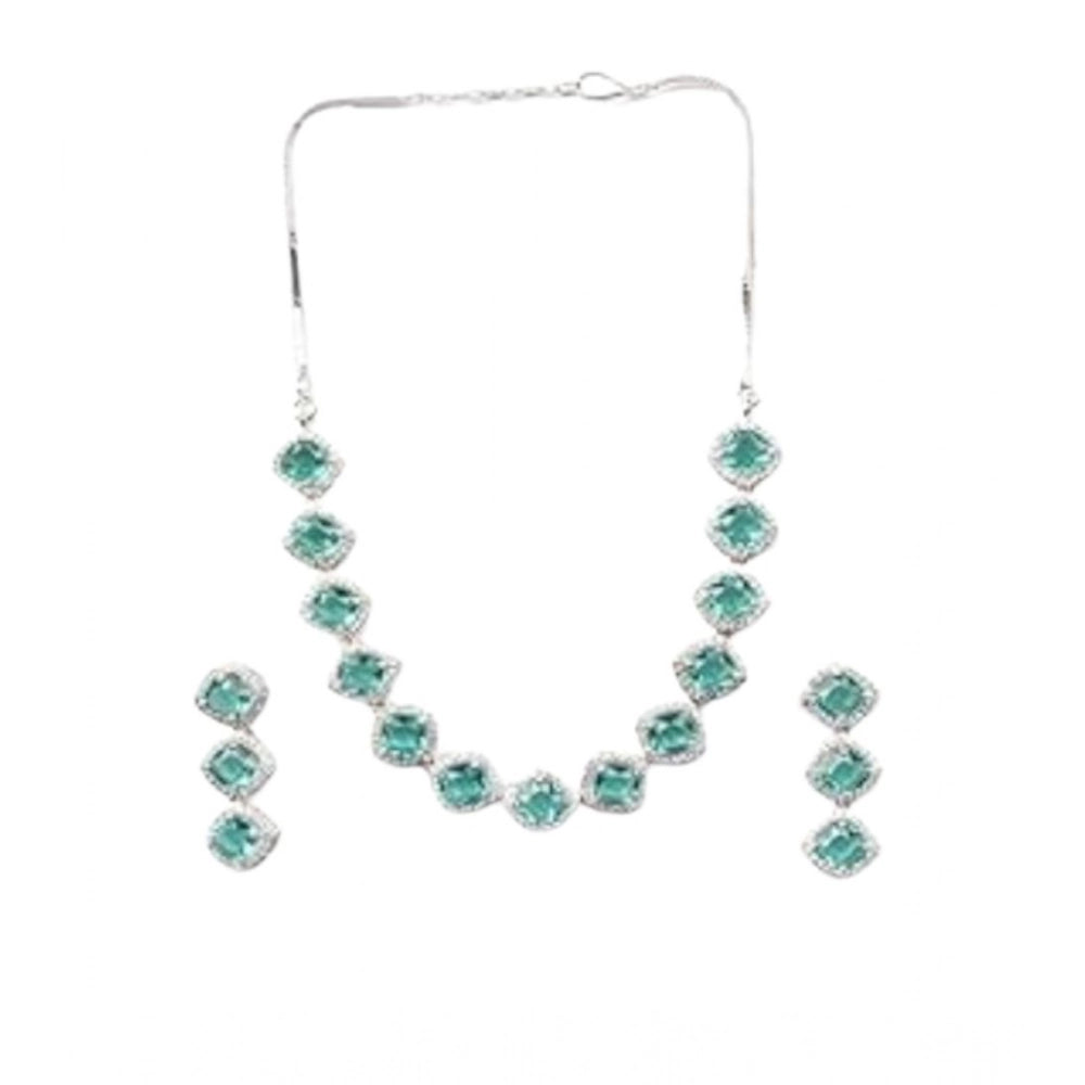 Stylish Women's Brass Silver Plated Necklace set