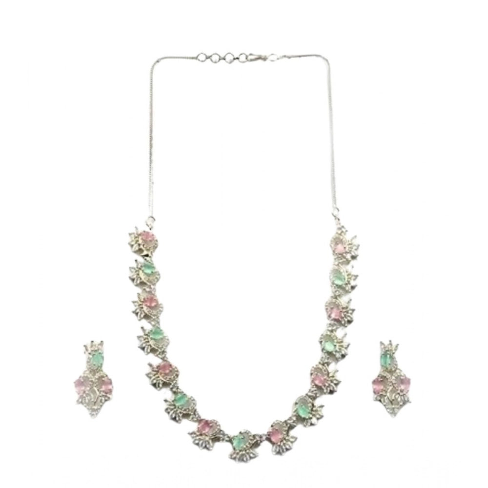 Sensational Women's Brass Silver Plated Necklace set