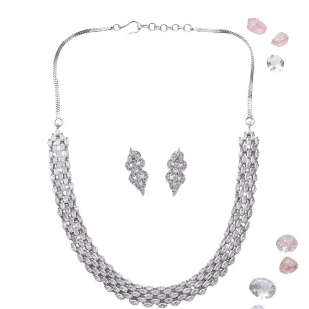 Sensational Women's Brass Silver Plated Necklace set